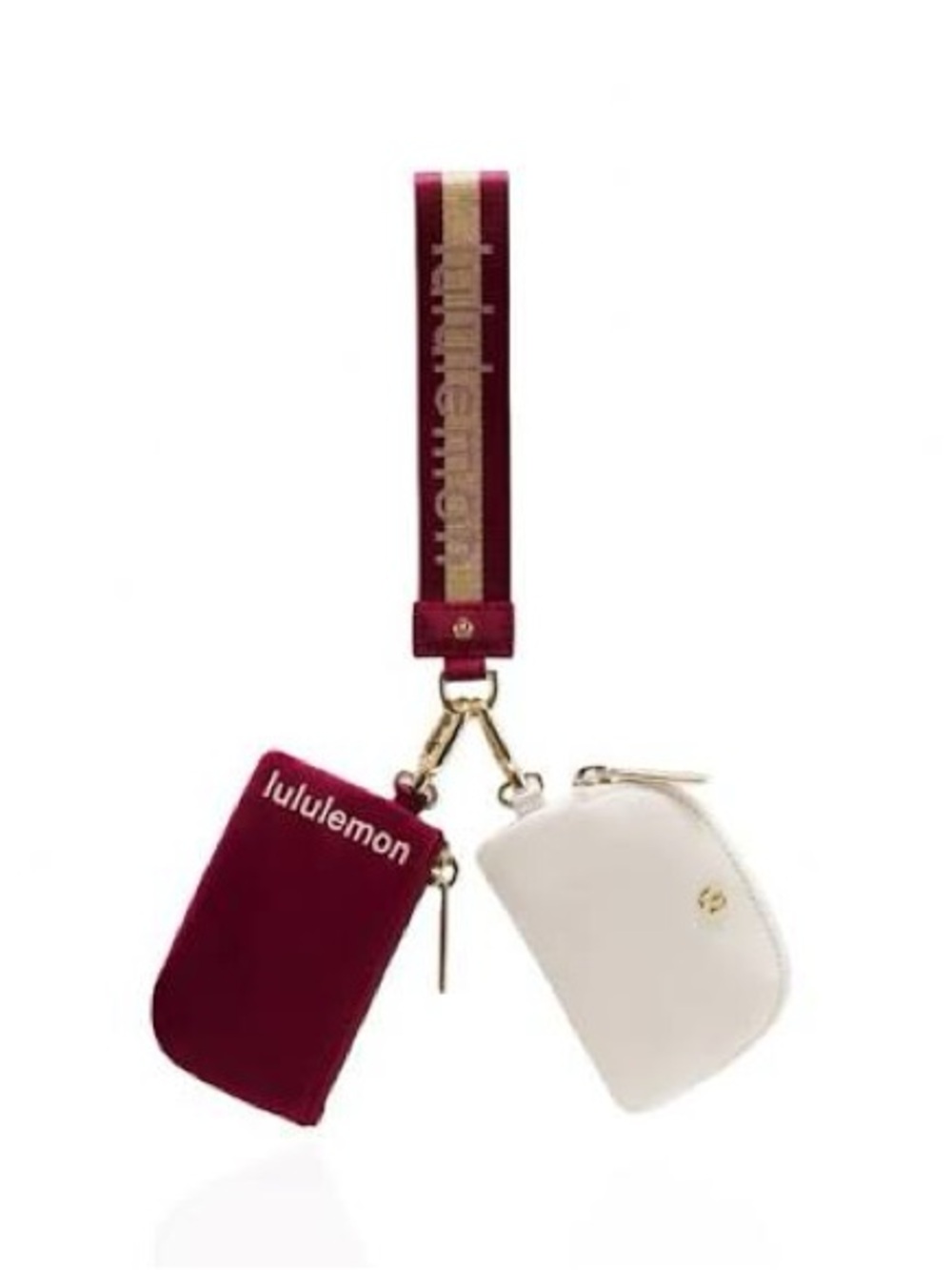 Lululemon Dual Pouch Wristlet Red Cream Gold NWT